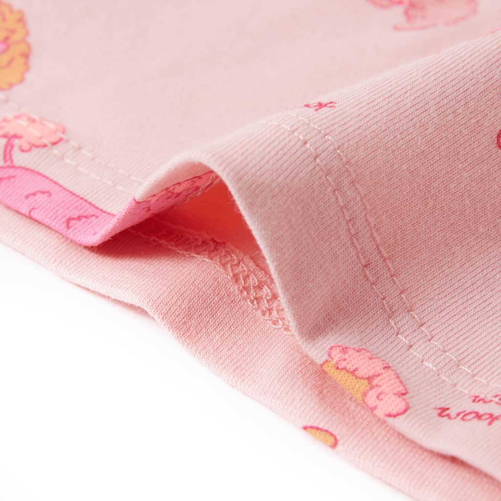 Children's pajamas with short sleeves, light pink, size 116.