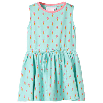 Children's dress with drawstring, light mint green, size 116