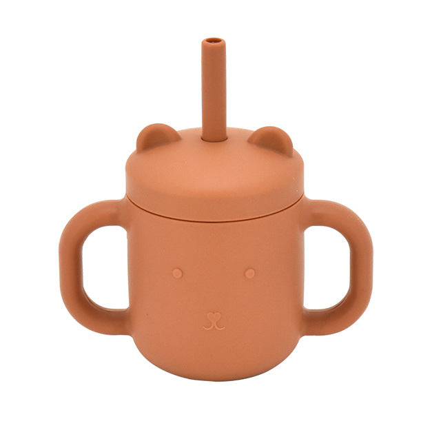 Silicone Children's Straw Straight Tube Leak-proof Shatter Proof Baby Drink Learning Cup Training Suction Cup