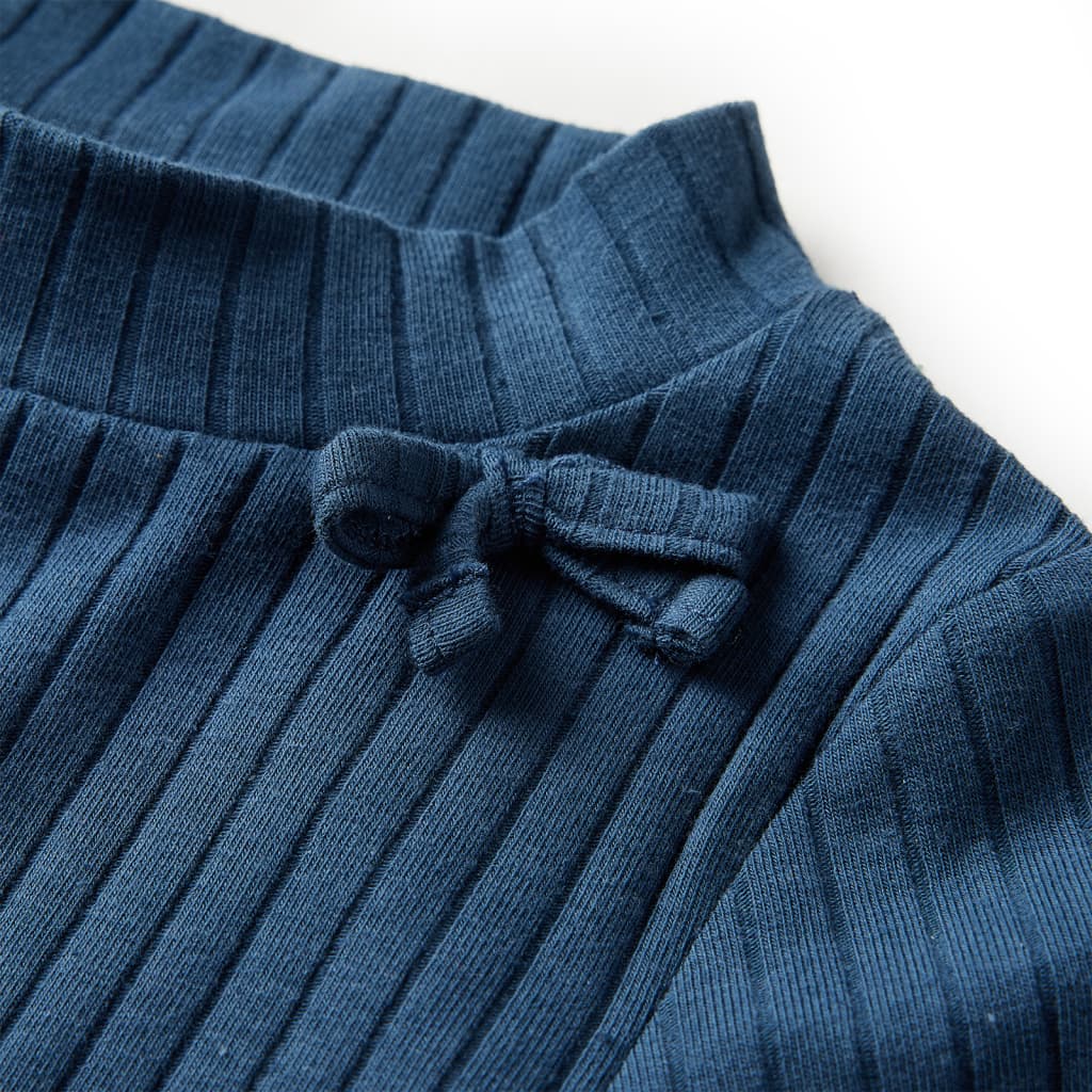 Children's long-sleeved ribbed knit shirt, navy blue, size 104; Children's long-sleeved ribbed knit shirt, navy blue, size 116