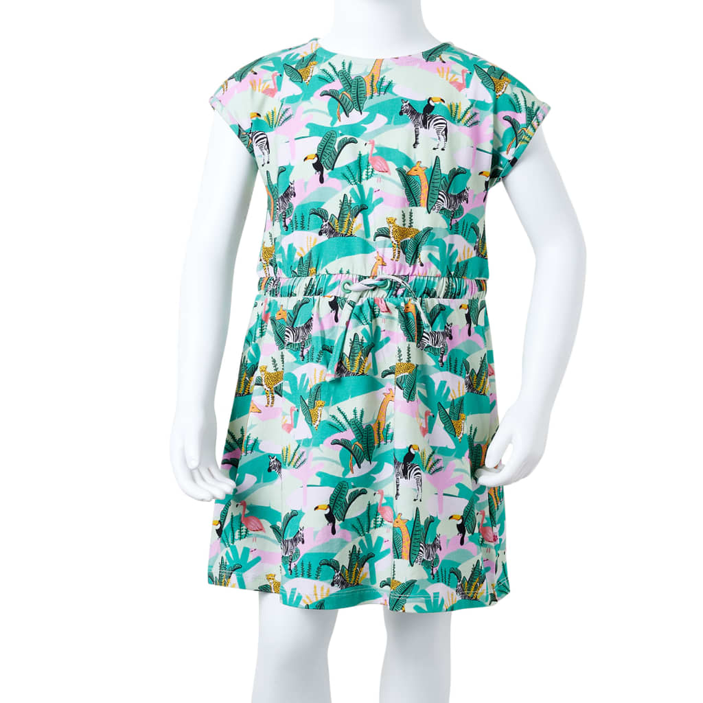 Children's dress, light mint green, size 104; Children's dress, light mint green, size 116