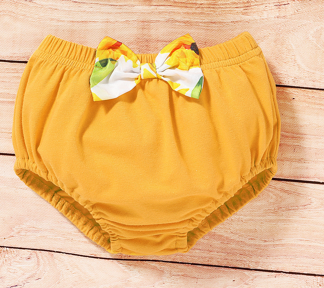 Three-piece Baby Sling Sunflower Floral Blouse And Shorts