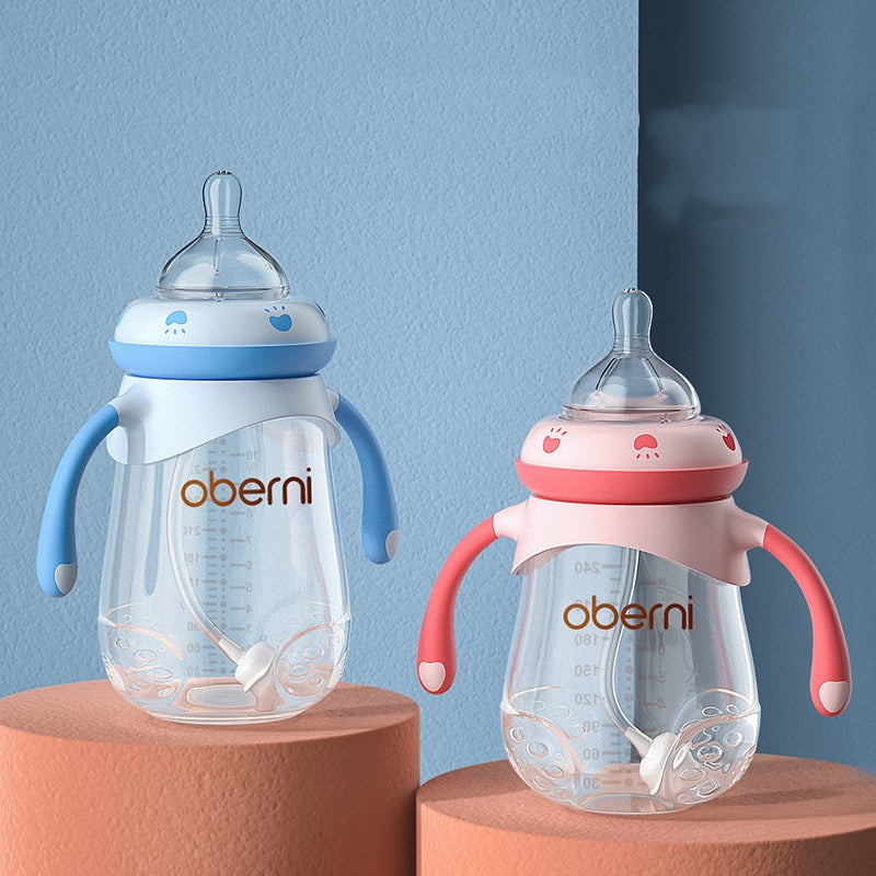 Anti-colic baby bottle with handles – Easy for little hands to hold.