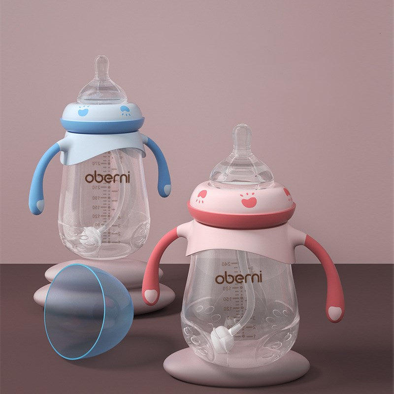 Anti-colic baby bottle with handles – Easy for little hands to hold.