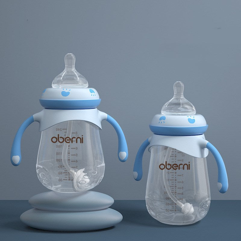 Anti-colic baby bottle with handles – Easy for little hands to hold.