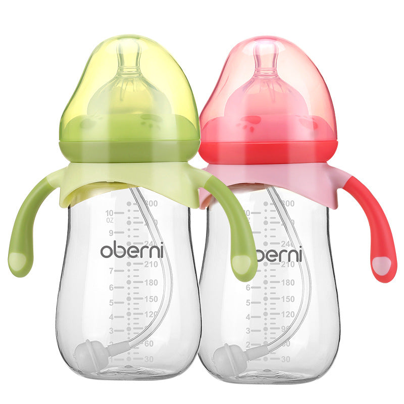 Anti-colic baby bottle with handles – Easy for little hands to hold.