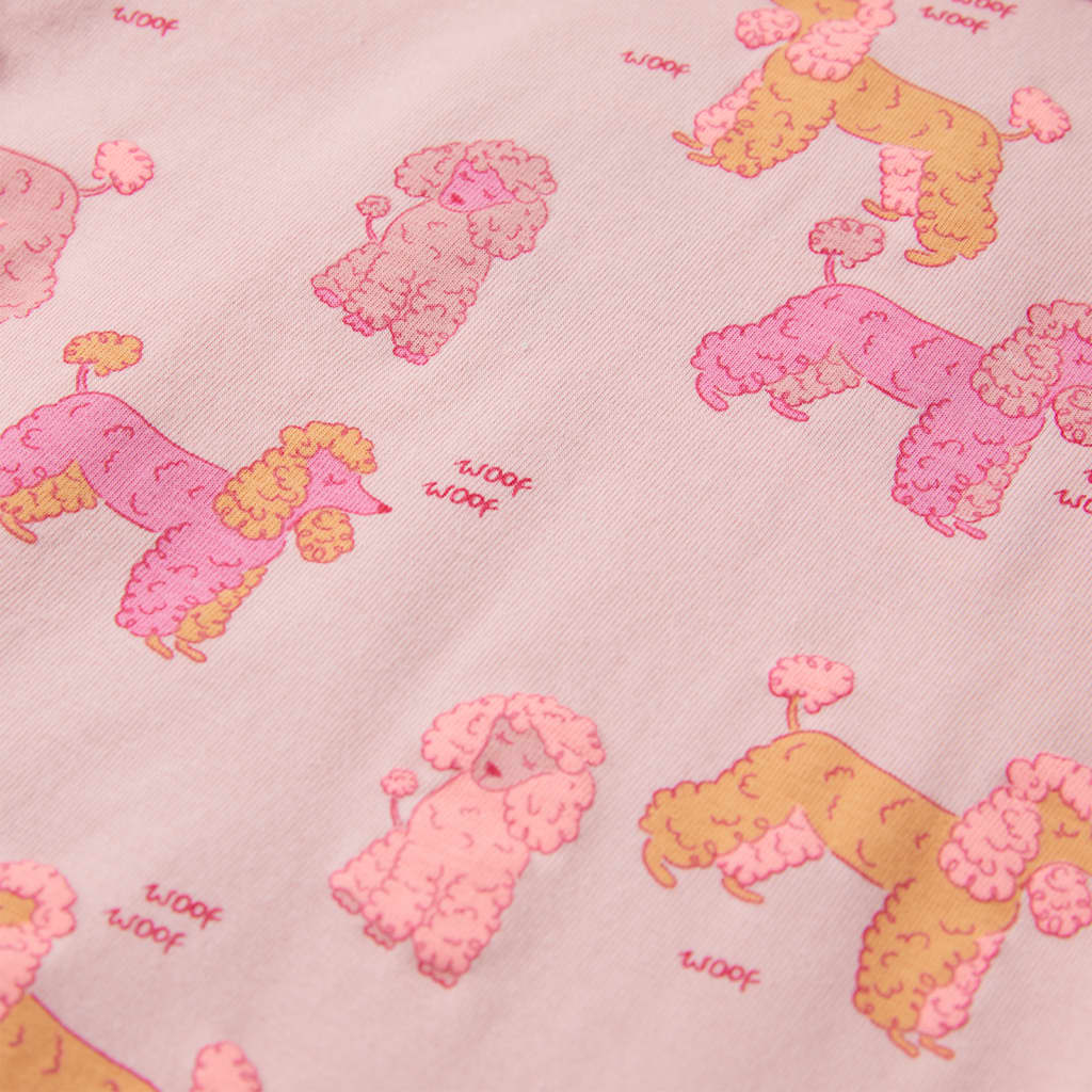 Children's pajamas with short sleeves, light pink, size 116.