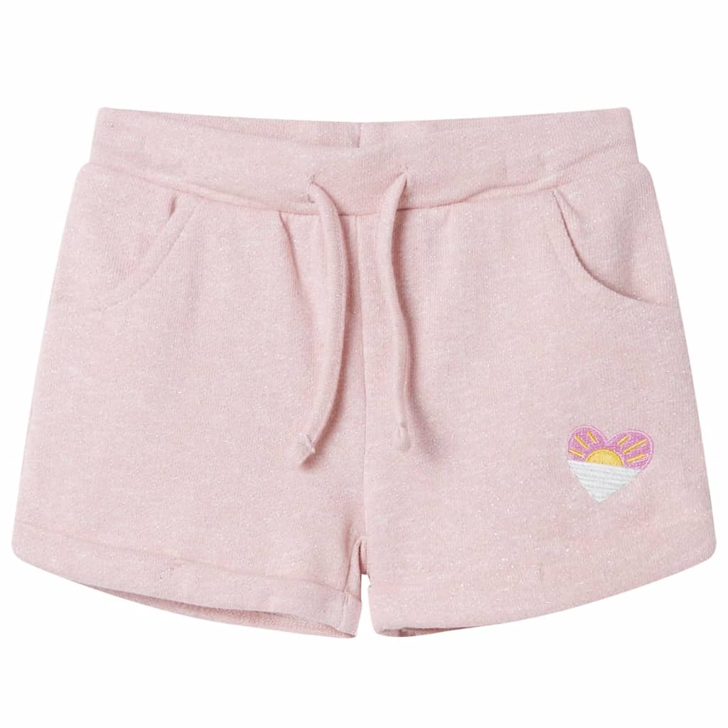 Children's shorts with drawstring, light pink, size 104