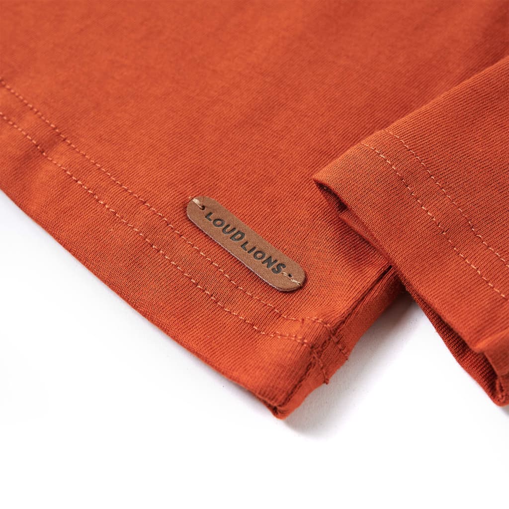 Children's long-sleeved shirt, rust brown, size 116