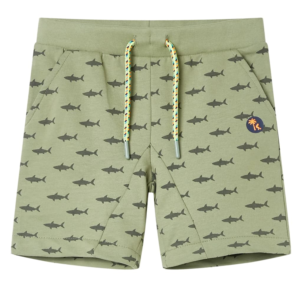 Children's shorts with drawstring, light khaki, size 116.