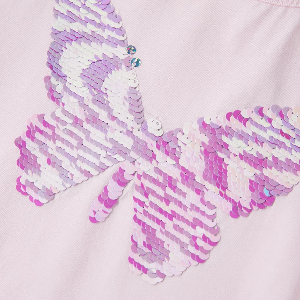 Children's T-shirt with flutter sleeves, light pink, size 116.