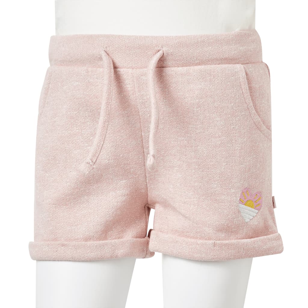 Children's shorts with drawstring, light pink, size 104