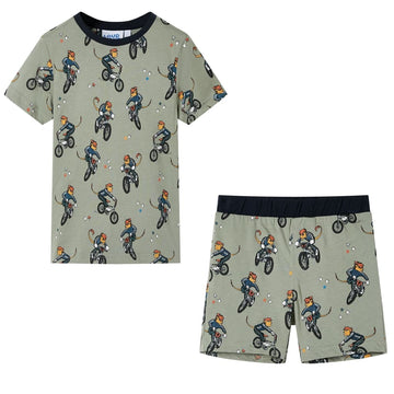 Children's short-sleeved pajamas, light khaki, size 116