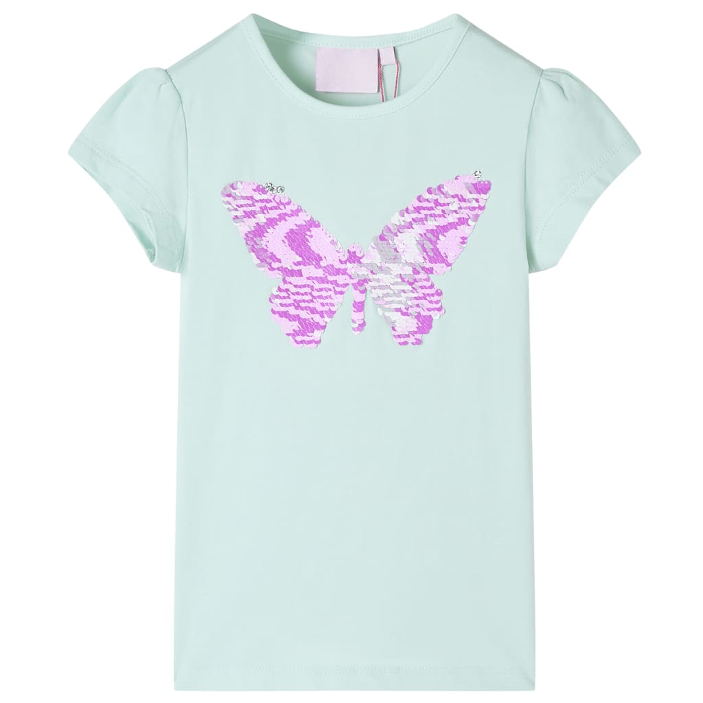 Children's T-shirt with flutter sleeves, light pink, size 116.