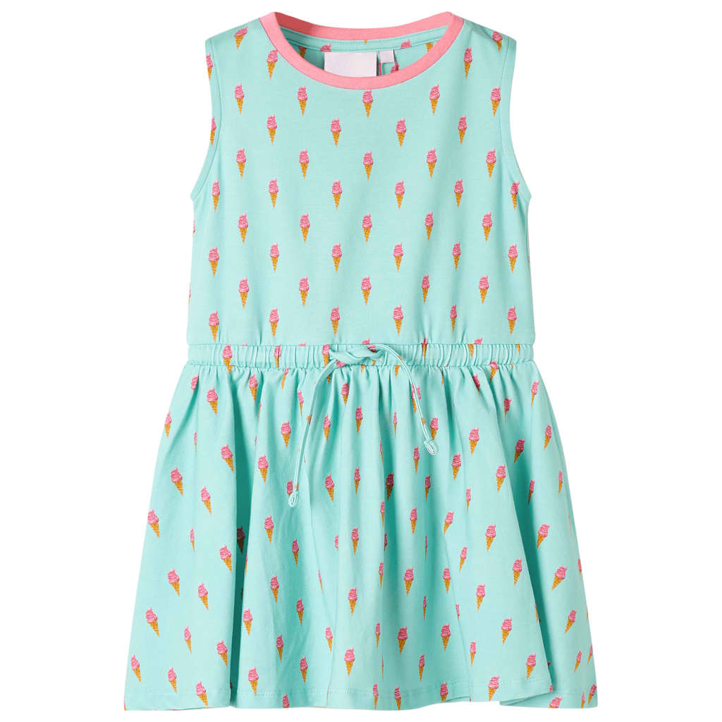 Children's dress with drawstring, light mint green, size 116