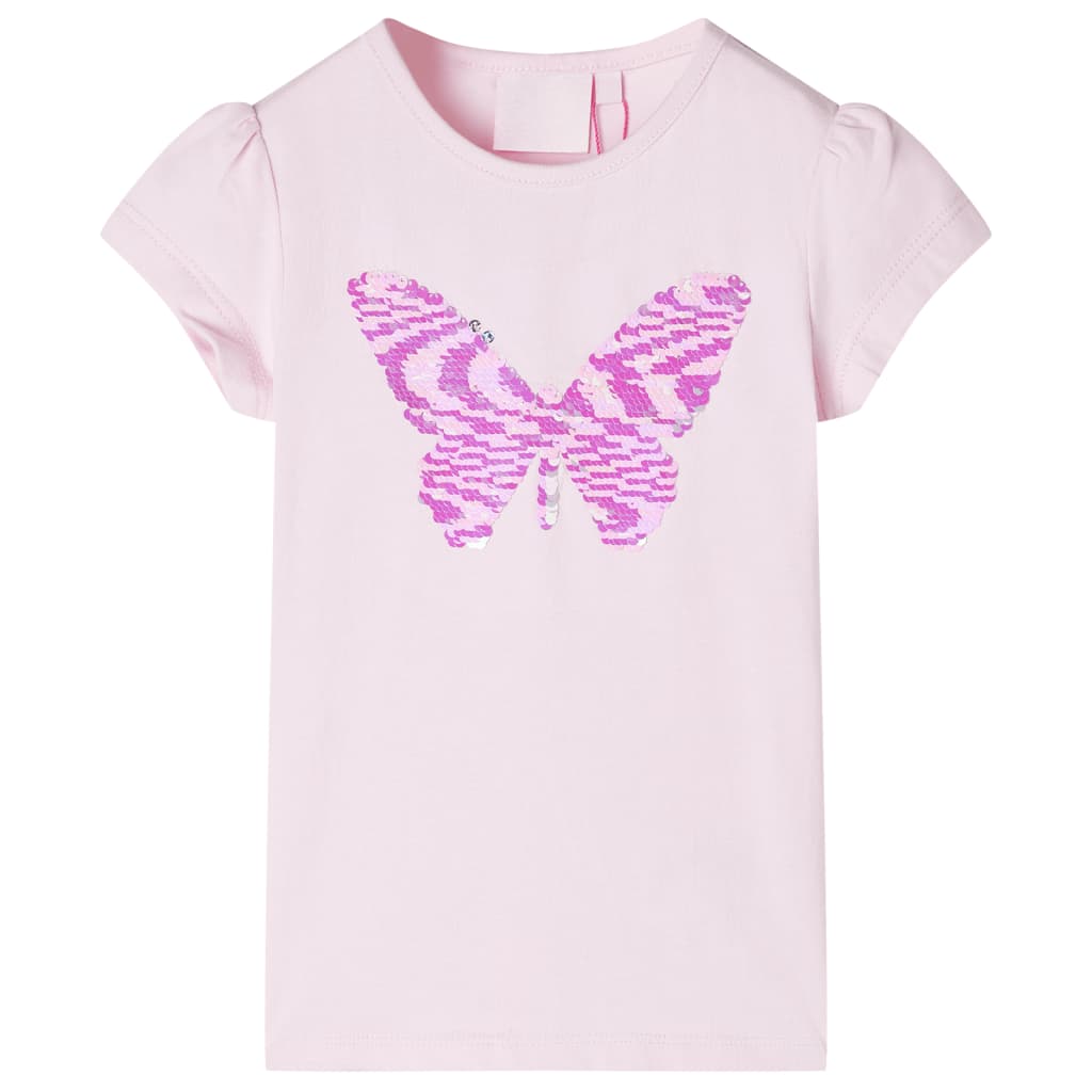 Children's T-shirt with flutter sleeves, light pink, size 116.