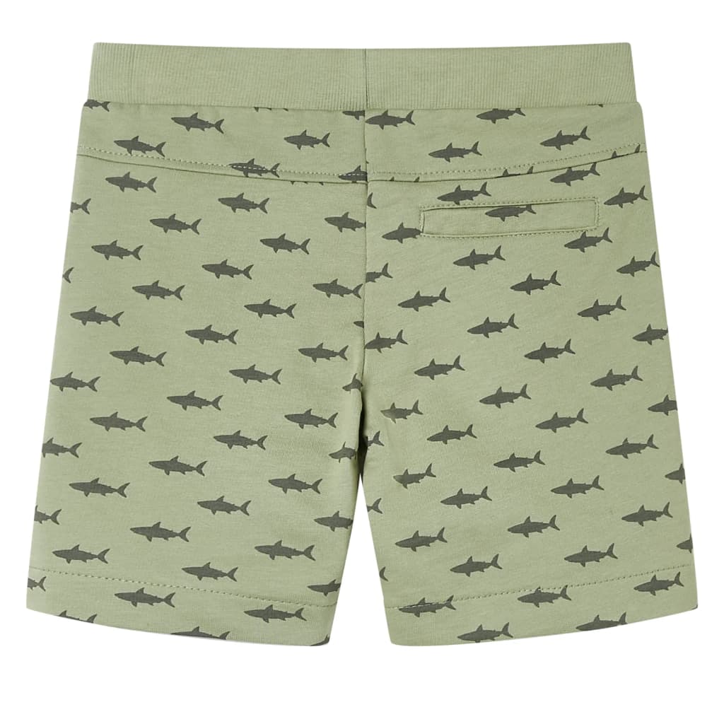 Children's shorts with drawstring, light khaki, size 116.