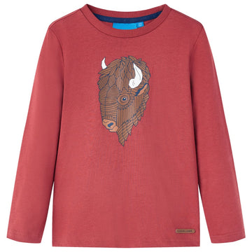 Children's long-sleeved shirt, dark red, size 116; Children's long-sleeved shirt, dark red, size 128; Children's long-sleeved shirt, cobalt blue