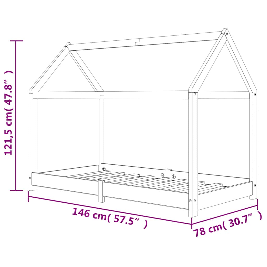 Children's Bed Frame Solid Pine Wood   Children's Bed Frame Solid Pine Wood