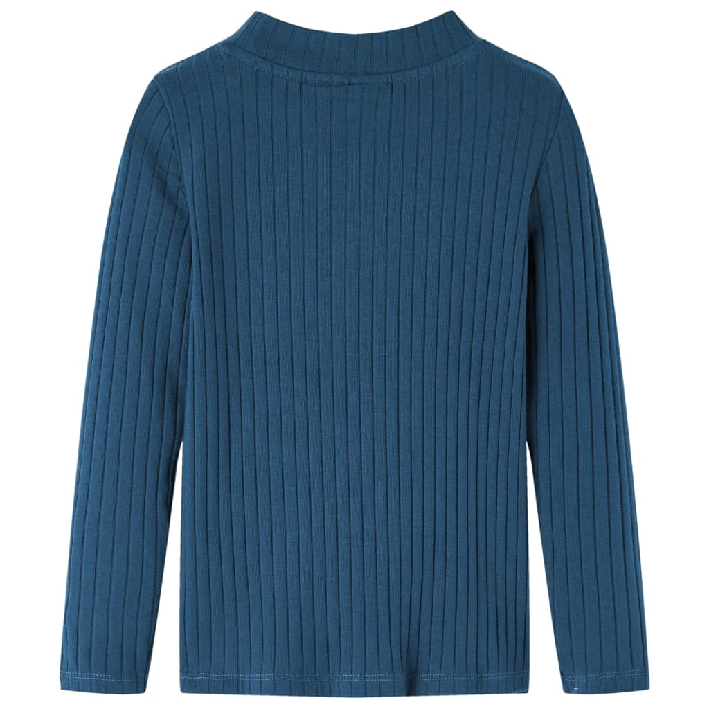 Children's long-sleeved ribbed knit shirt, navy blue, size 104; Children's long-sleeved ribbed knit shirt, navy blue, size 116