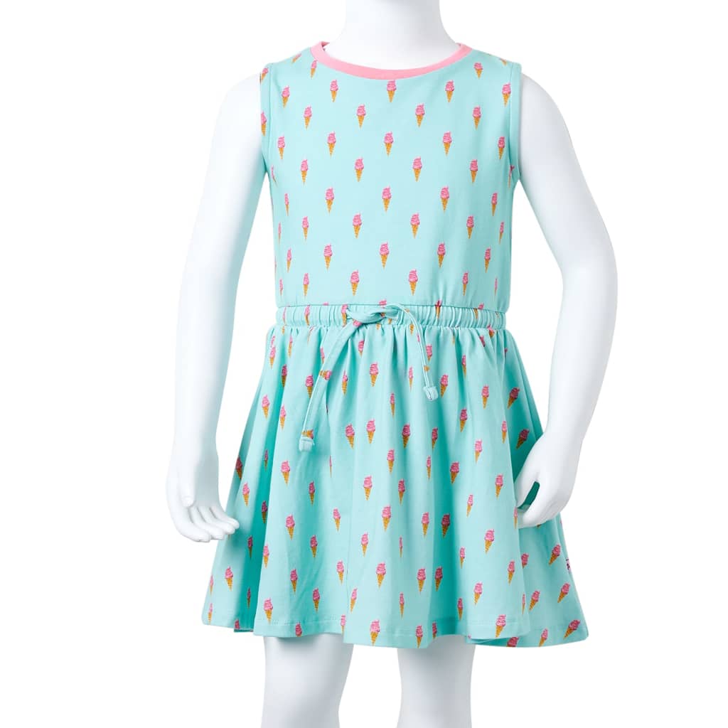 Children's dress with drawstring, light mint green, size 116