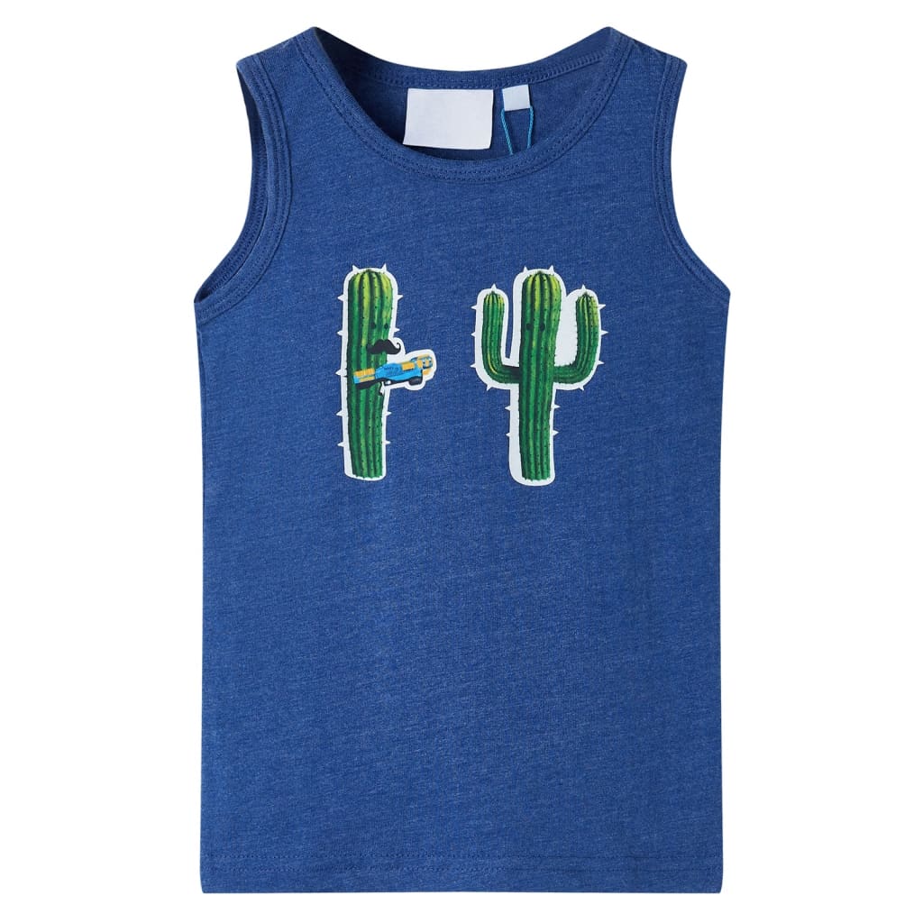 Children's tank top, dark blue melange, size 104; Children's tank top, dark blue melange, size 116