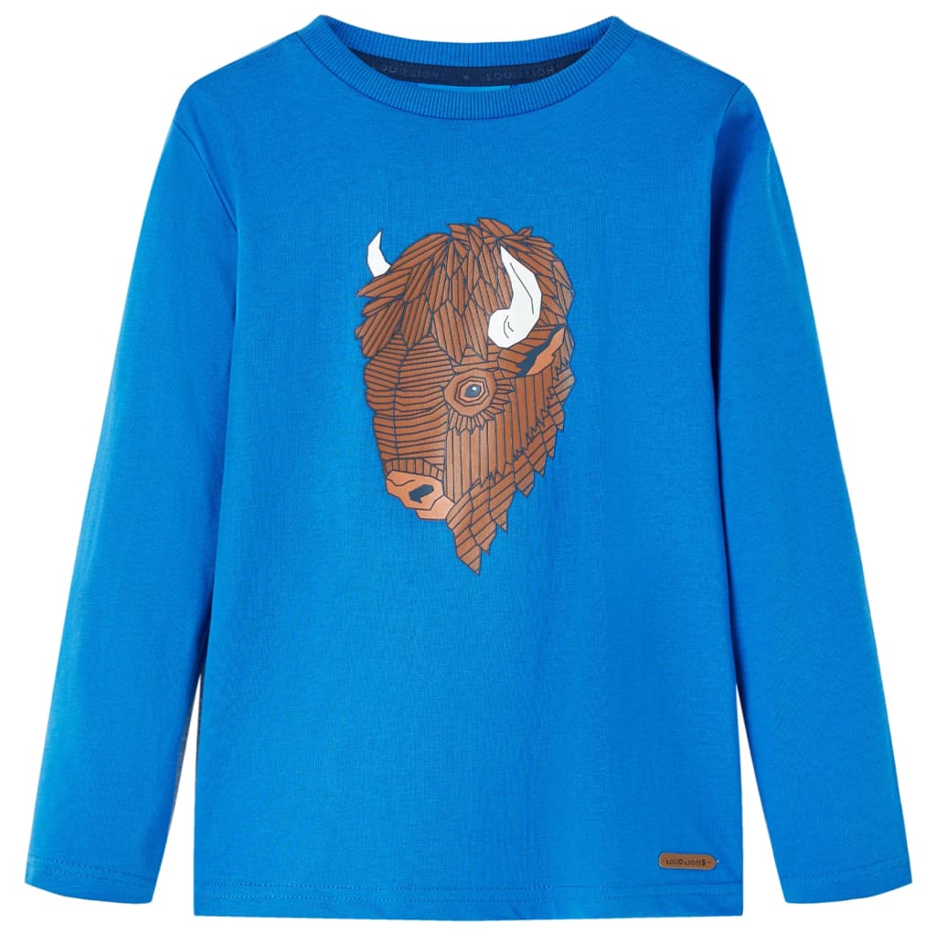 Children's long-sleeved shirt, dark red, size 116; Children's long-sleeved shirt, dark red, size 128; Children's long-sleeved shirt, cobalt blue