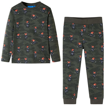Children's long-sleeved pajamas, khaki, size 104.