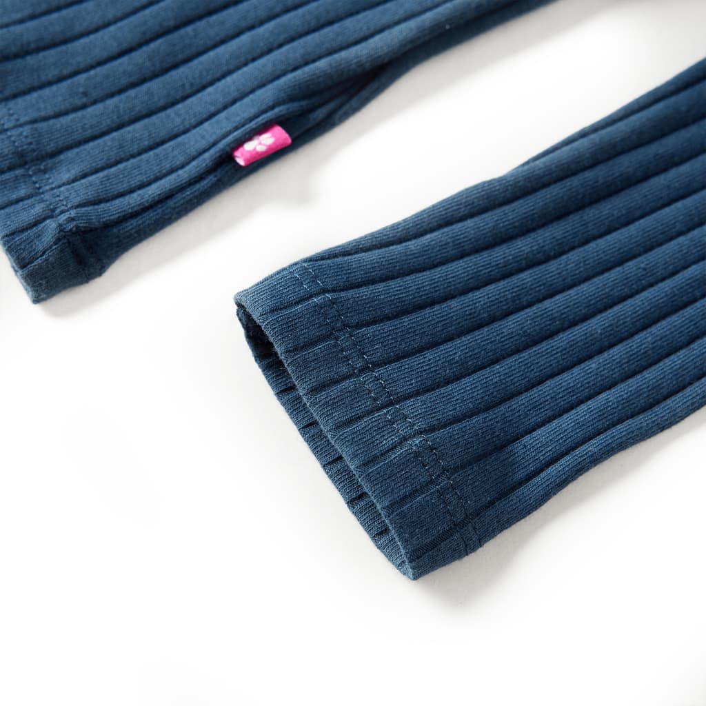 Children's long-sleeved ribbed knit shirt, navy blue, size 104; Children's long-sleeved ribbed knit shirt, navy blue, size 116