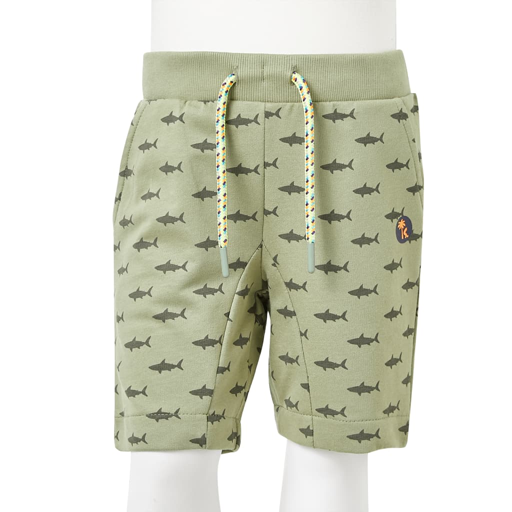 Children's shorts with drawstring, light khaki, size 116.