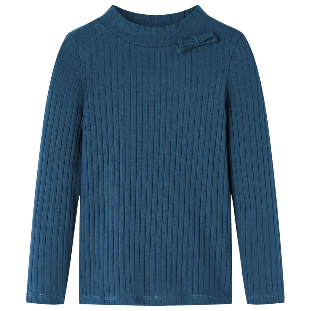Children's long-sleeved ribbed knit shirt, navy blue, size 104; Children's long-sleeved ribbed knit shirt, navy blue, size 116