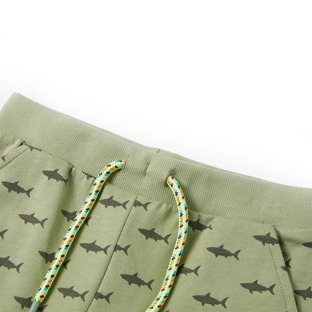 Children's shorts with drawstring, light khaki, size 116.