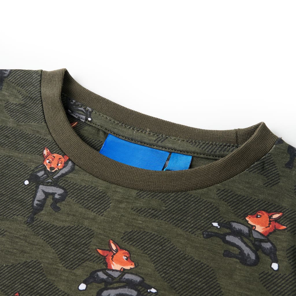 Children's long-sleeved pajamas, khaki, size 104.