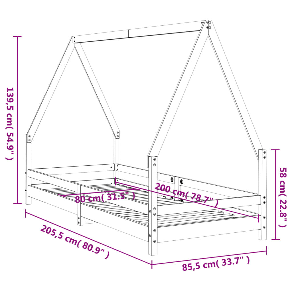 Children's Bed Solid Pine Wood