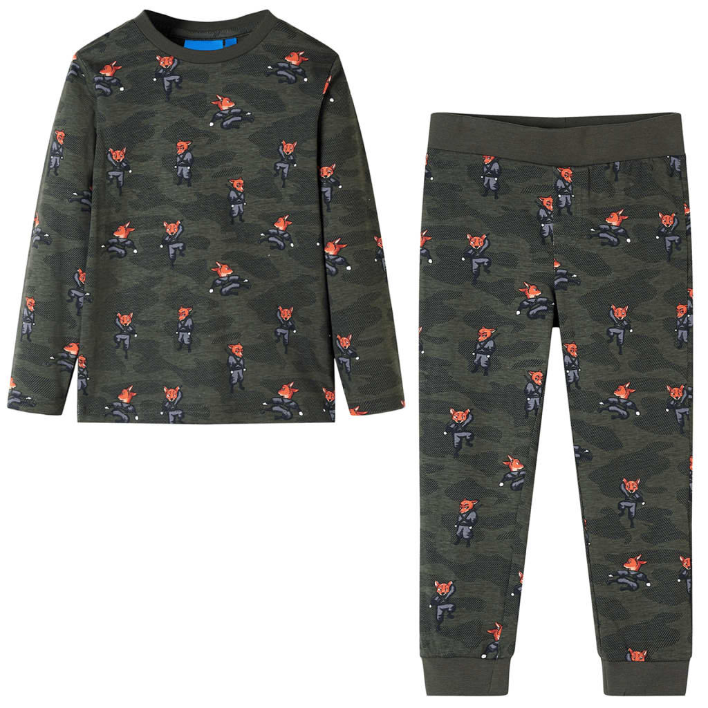 Children's long-sleeved pajamas, khaki, size 104.