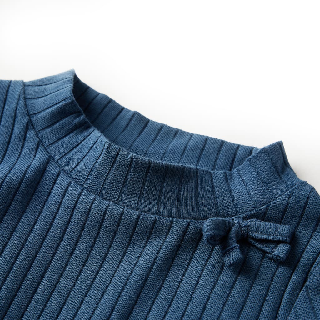 Children's long-sleeved ribbed knit shirt, navy blue, size 104; Children's long-sleeved ribbed knit shirt, navy blue, size 116
