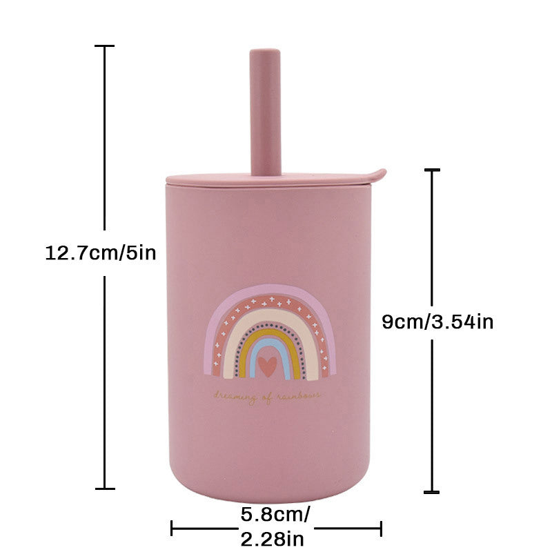 Silicone Children's Straw Straight Tube Leak-proof Shatter Proof Baby Drink Learning Cup Training Suction Cup