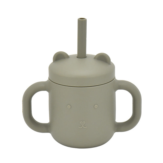 Silicone Children's Straw Straight Tube Leak-proof Shatter Proof Baby Drink Learning Cup Training Suction Cup