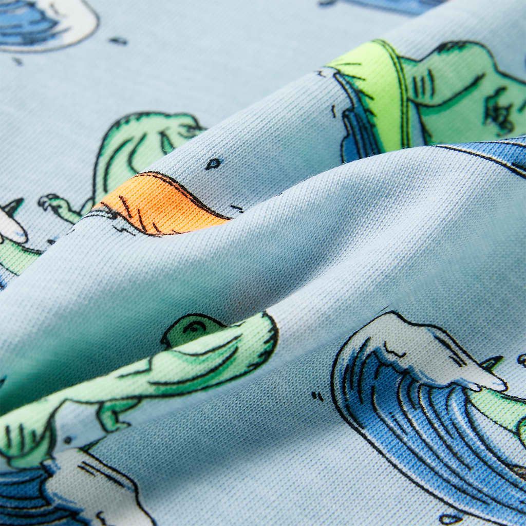 Children's short-sleeved pajamas, light blue, size 116