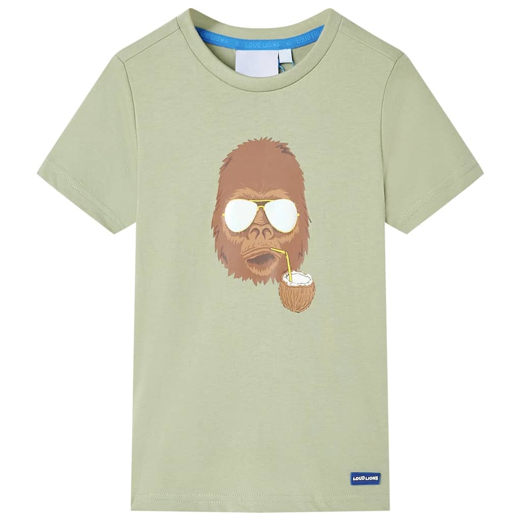 Children's short-sleeved shirt, light khaki, size 104; Children's short-sleeved shirt, light khaki, size 116; Children's short-sleeved shirt, light khaki