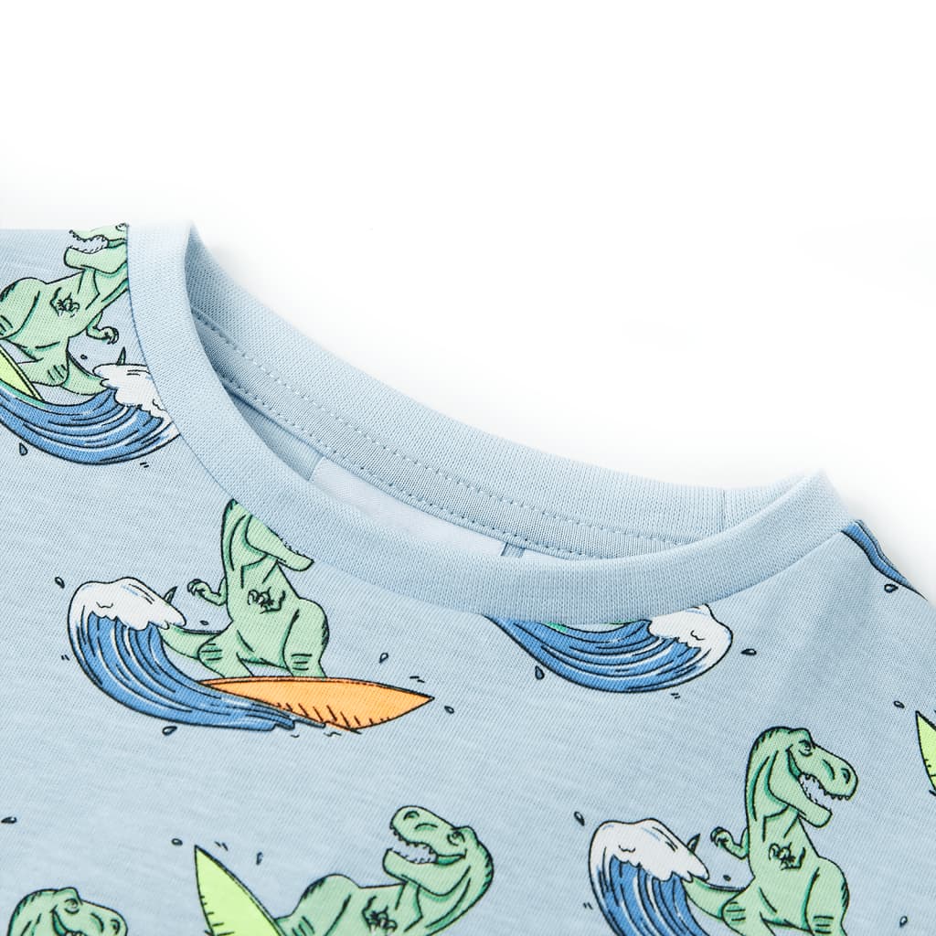 Children's short-sleeved pajamas, light blue, size 116