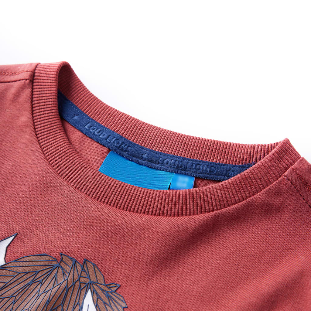 Children's long-sleeved shirt, dark red, size 116; Children's long-sleeved shirt, dark red, size 128; Children's long-sleeved shirt, cobalt blue