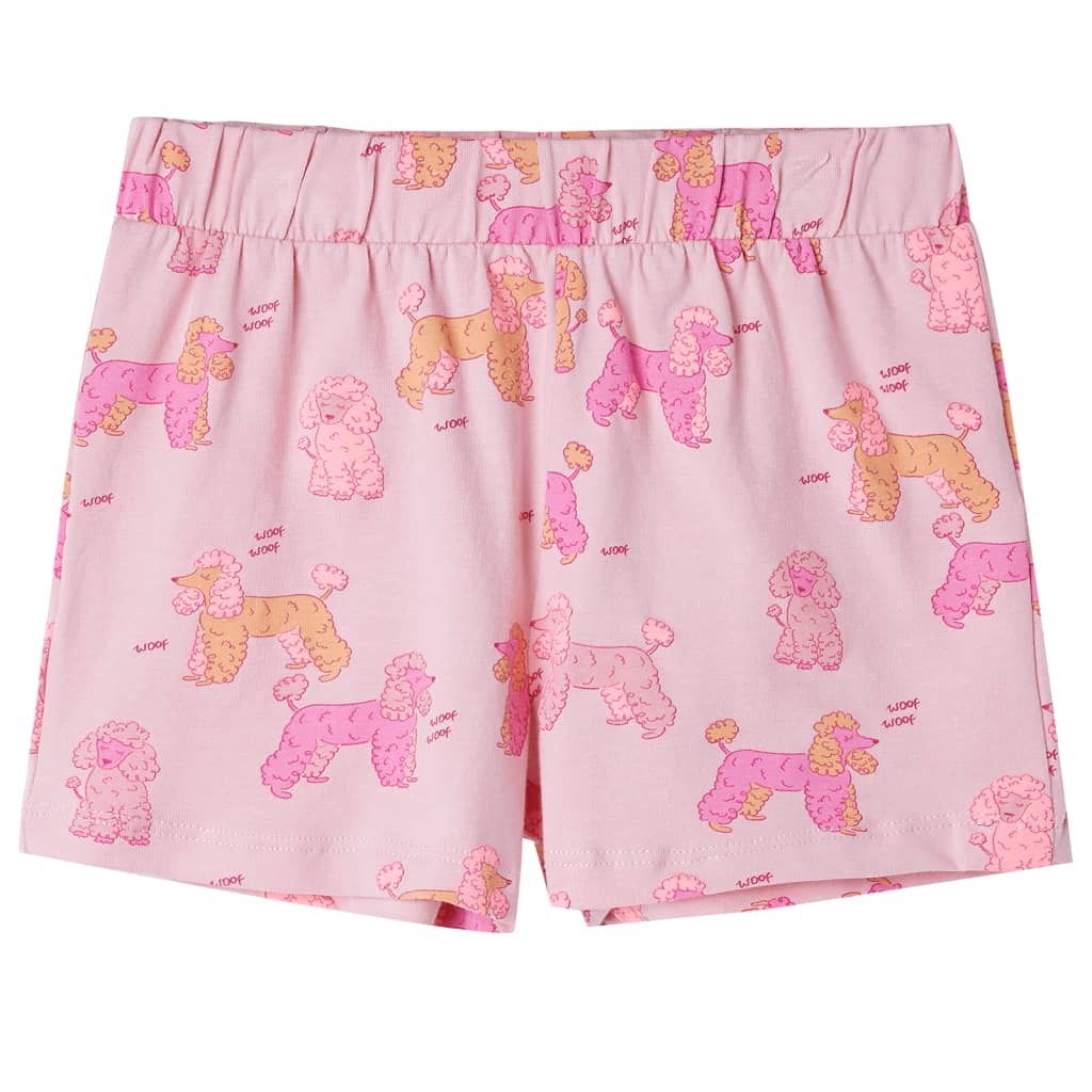 Children's pajamas with short sleeves, light pink, size 116.