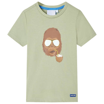 Children's short-sleeved shirt, light khaki, size 104; Children's short-sleeved shirt, light khaki, size 116; Children's short-sleeved shirt, light khaki