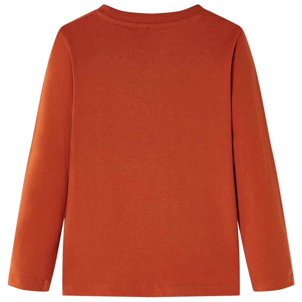 Children's long-sleeved shirt, rust brown, size 116