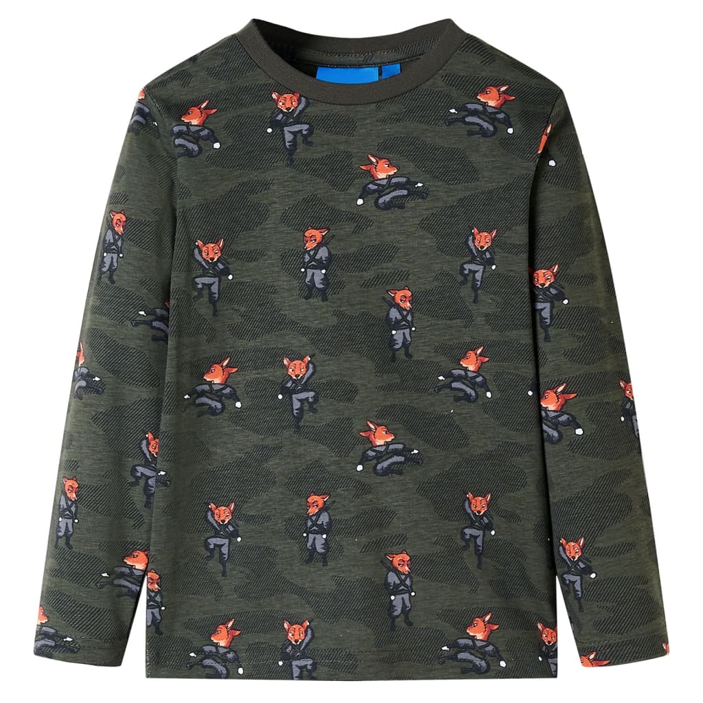 Children's long-sleeved pajamas, khaki, size 104.