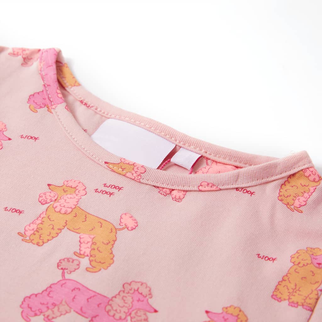 Children's pajamas with short sleeves, light pink, size 116.